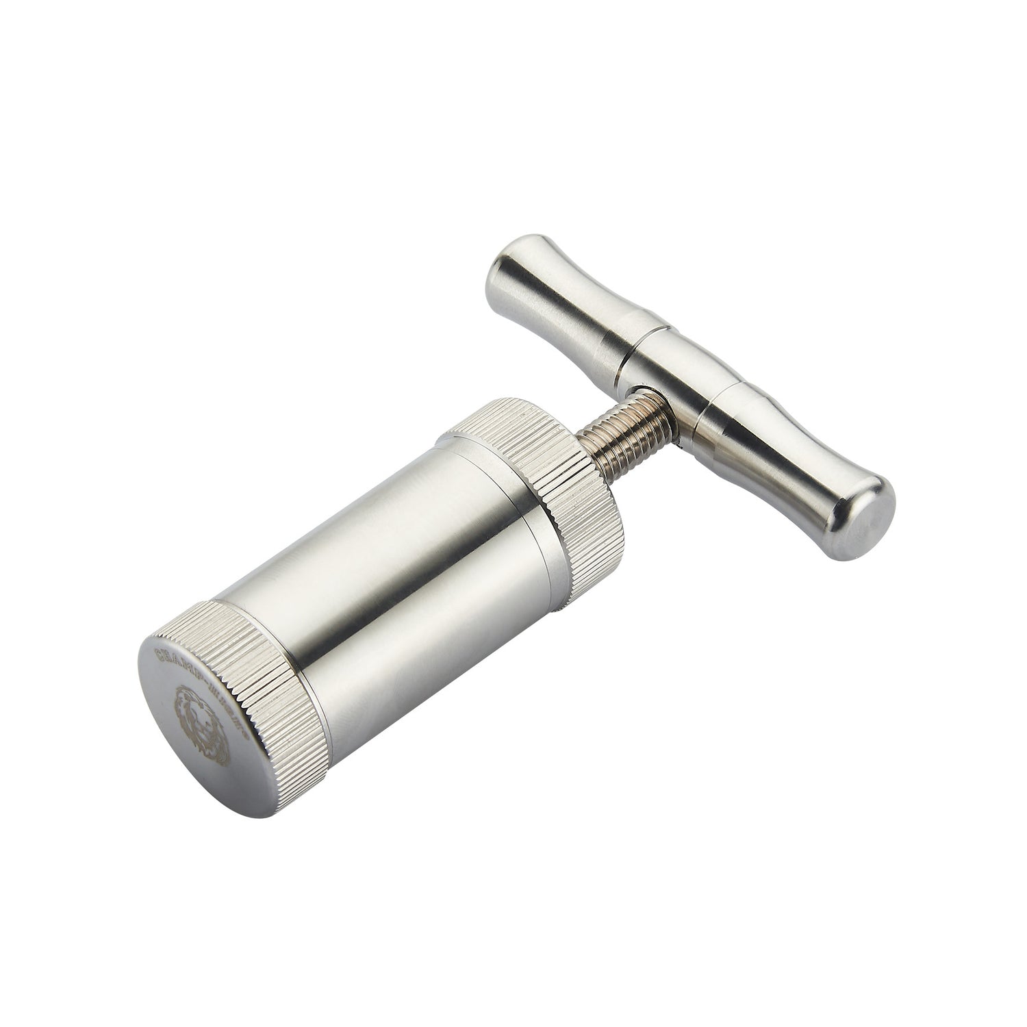 Champ High Pollenpresse aus Edelstahl
Höhe 85mm, Breite 65mm - Durchmesser 25mm Seitenansicht