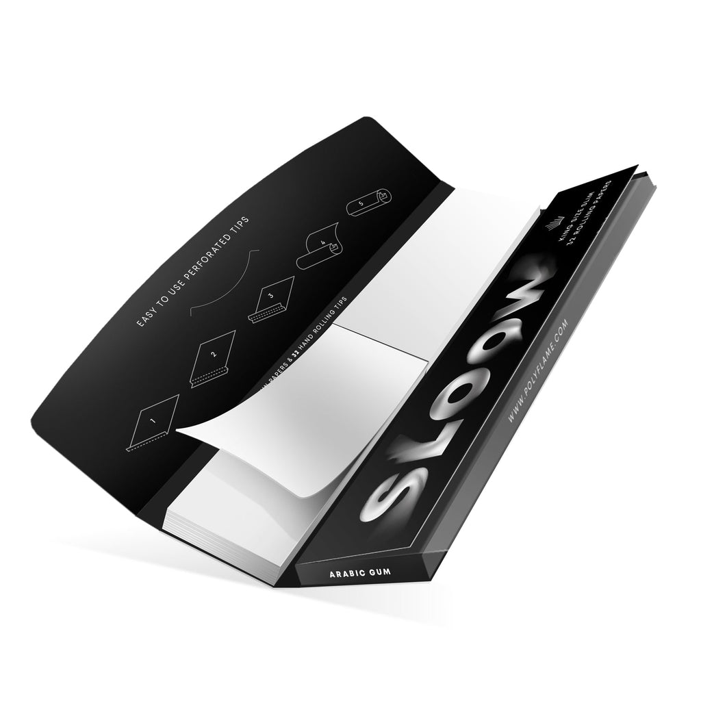 Sloow - Black King Size Slim - 32 Blatt + 32 Filtertips pro Packung 24 Packungen je Papier : 109x44mm Singel packung