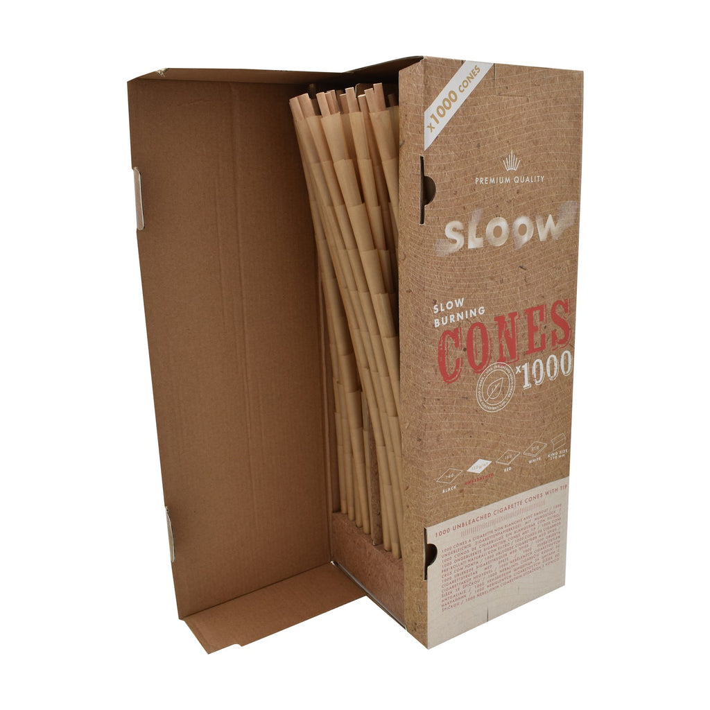 Sloow - 1000x Unbleached Cones - vorgedrehte Joints zum befüllen geöffnete verpackung
