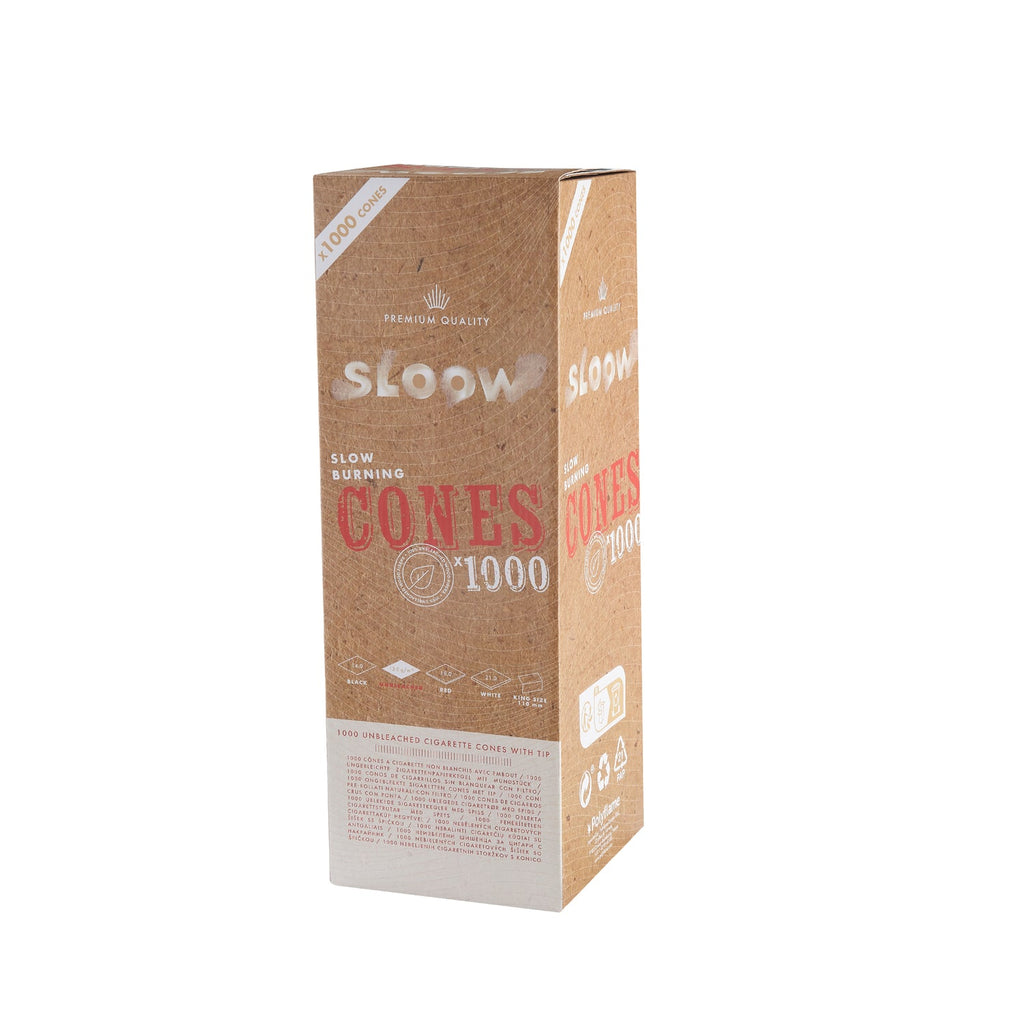Sloow - 1000x Unbleached Cones - vorgedrehte Joints zum befüllen Verpackung Rückseite