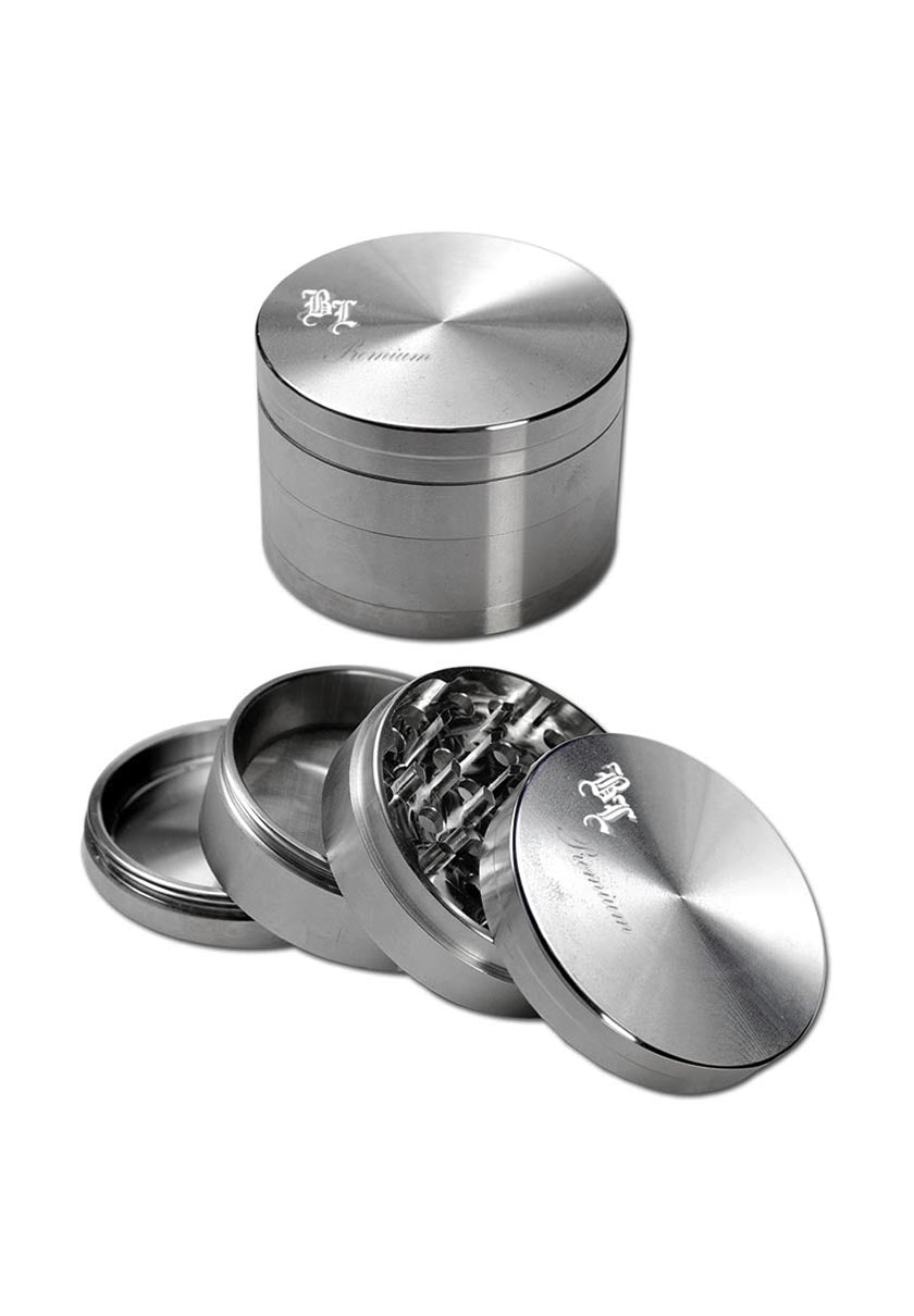 Black Leaf Edelstahl-Grinder 4-tlg.  Inkl. Samtbeutel in 3 Größen - dein-Onlineheadshop.de