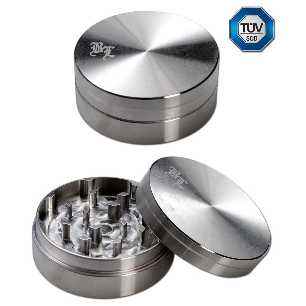 Black Leaf Edelstahl-Grinder 2-tlg.  Inkl. Samtbeutel in 3 Größen - dein-Onlineheadshop.de