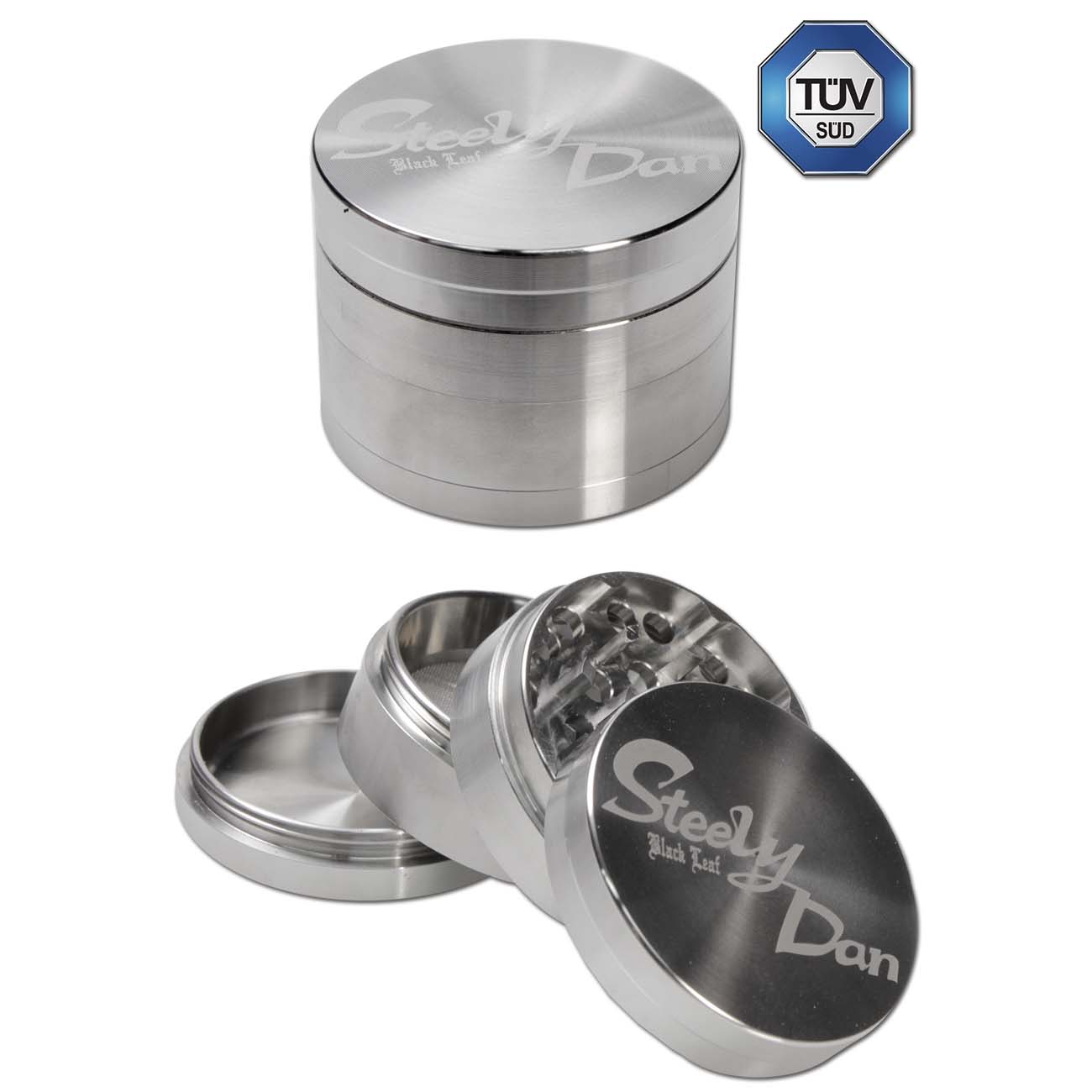 Black Leaf, Steely Dan, 4 Teiliger Edelstahlgrinder in 39,49 & 59mm Durchmesser