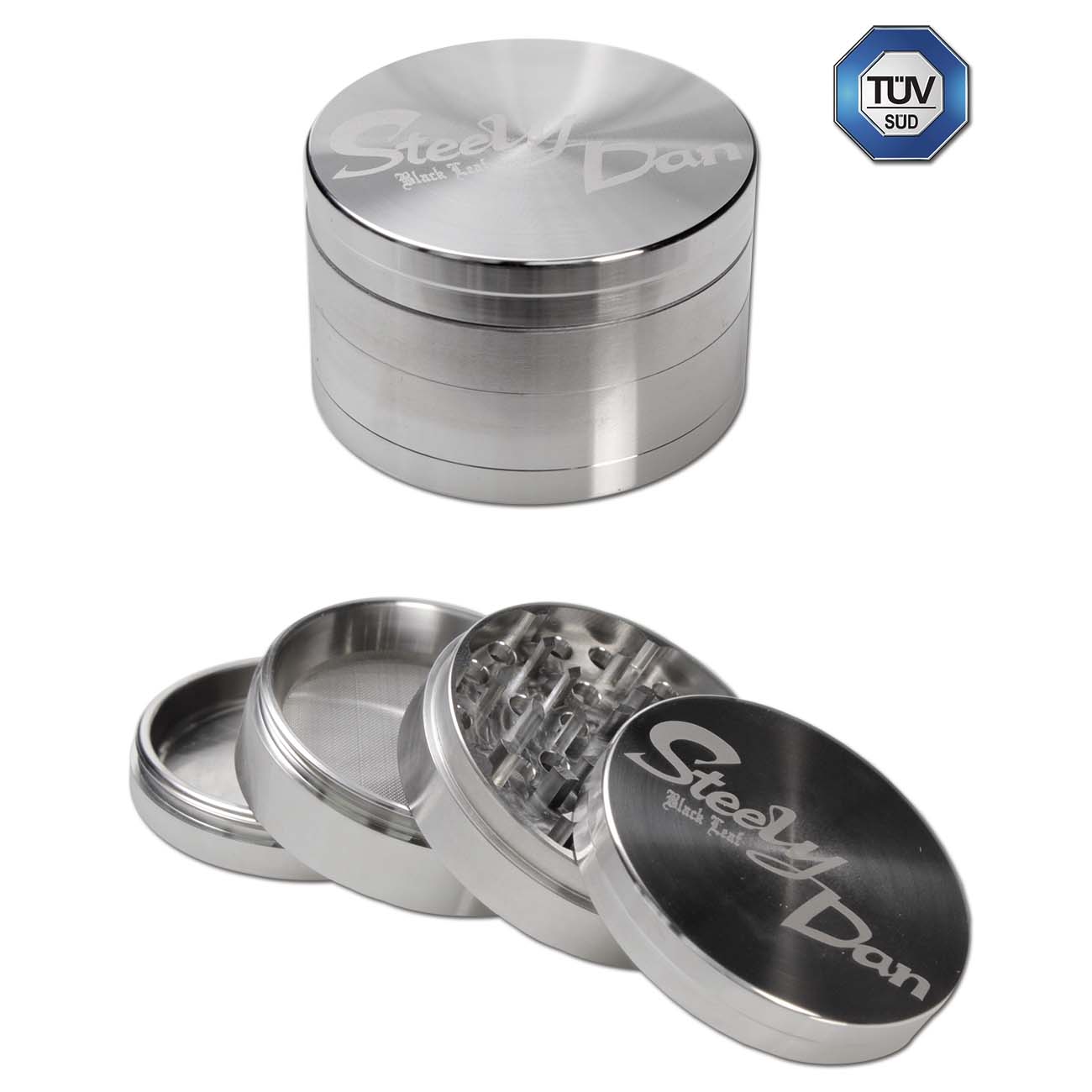 Edelstahl Grinder Steely Dan Black Leaf Kräutermühle aus Edelstahl