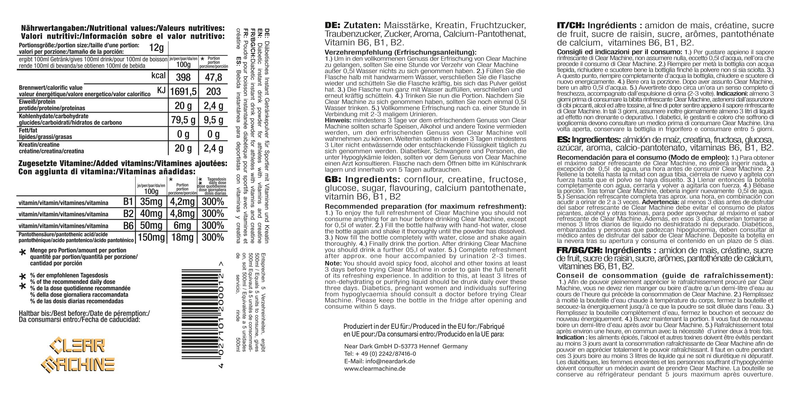 Clear Machine 2.0 Drink Mix Vanille - dein-Onlineheadshop.de