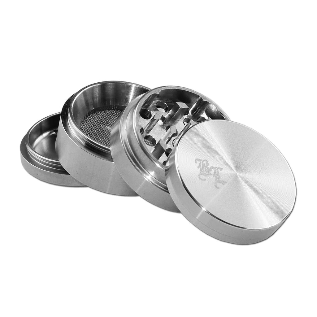 Black Leaf Edelstahl-Grinder 4-tlg.  Inkl. Samtbeutel in 3 Größen - dein-Onlineheadshop.de